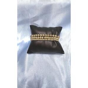 Bauble Bar 3 Gold Tone Beaded Stretchy Bracelets